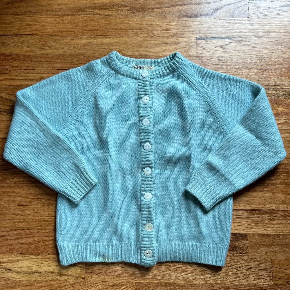 Vintage Dalton light blue 4ply thick cashmere cropped cardigan women's Small USA